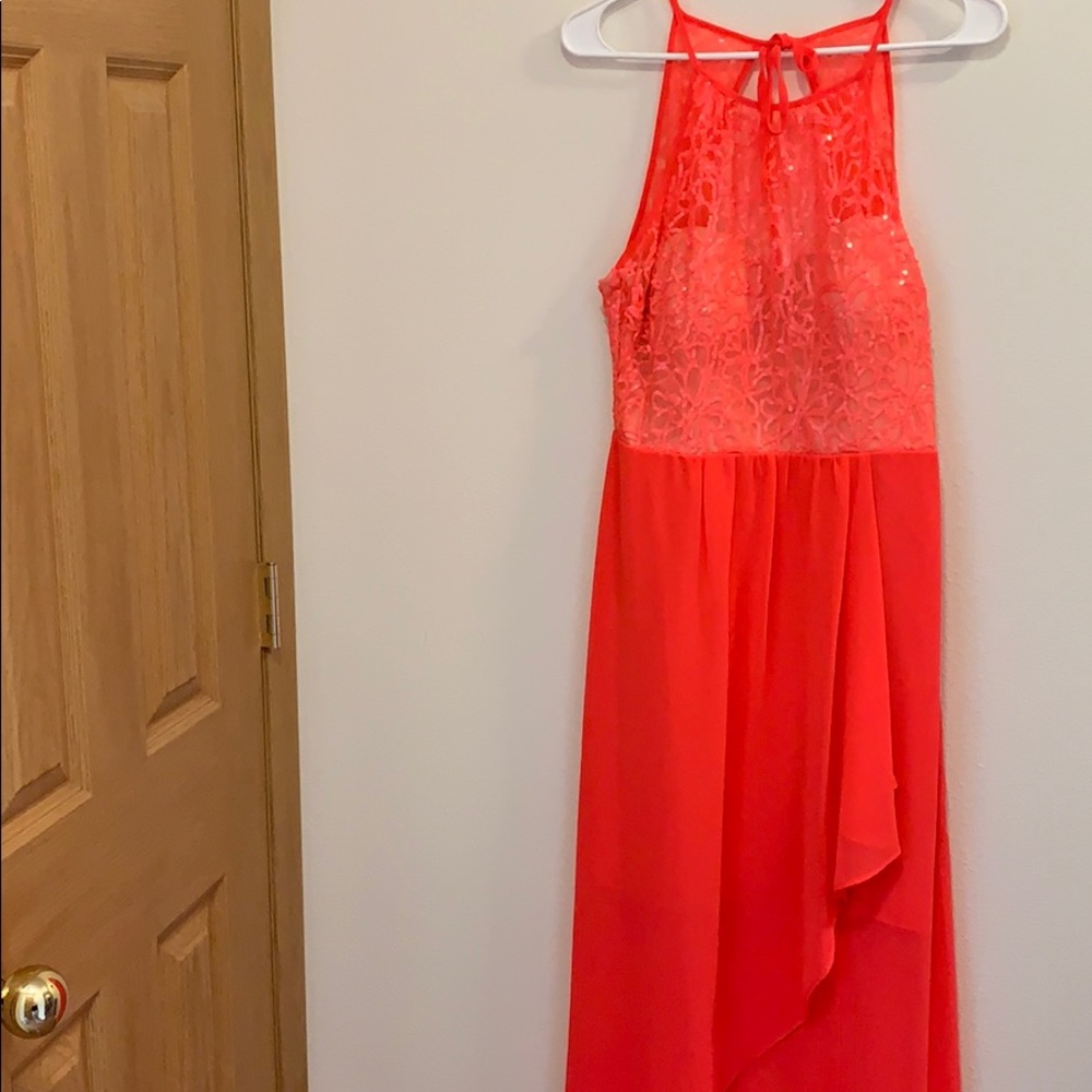Coral evening dress
